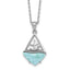 Sterling Silver Rhodium-plated Polished and Beaded Larimar Sailboat 16 Inch with 2 Inch Extension Necklace