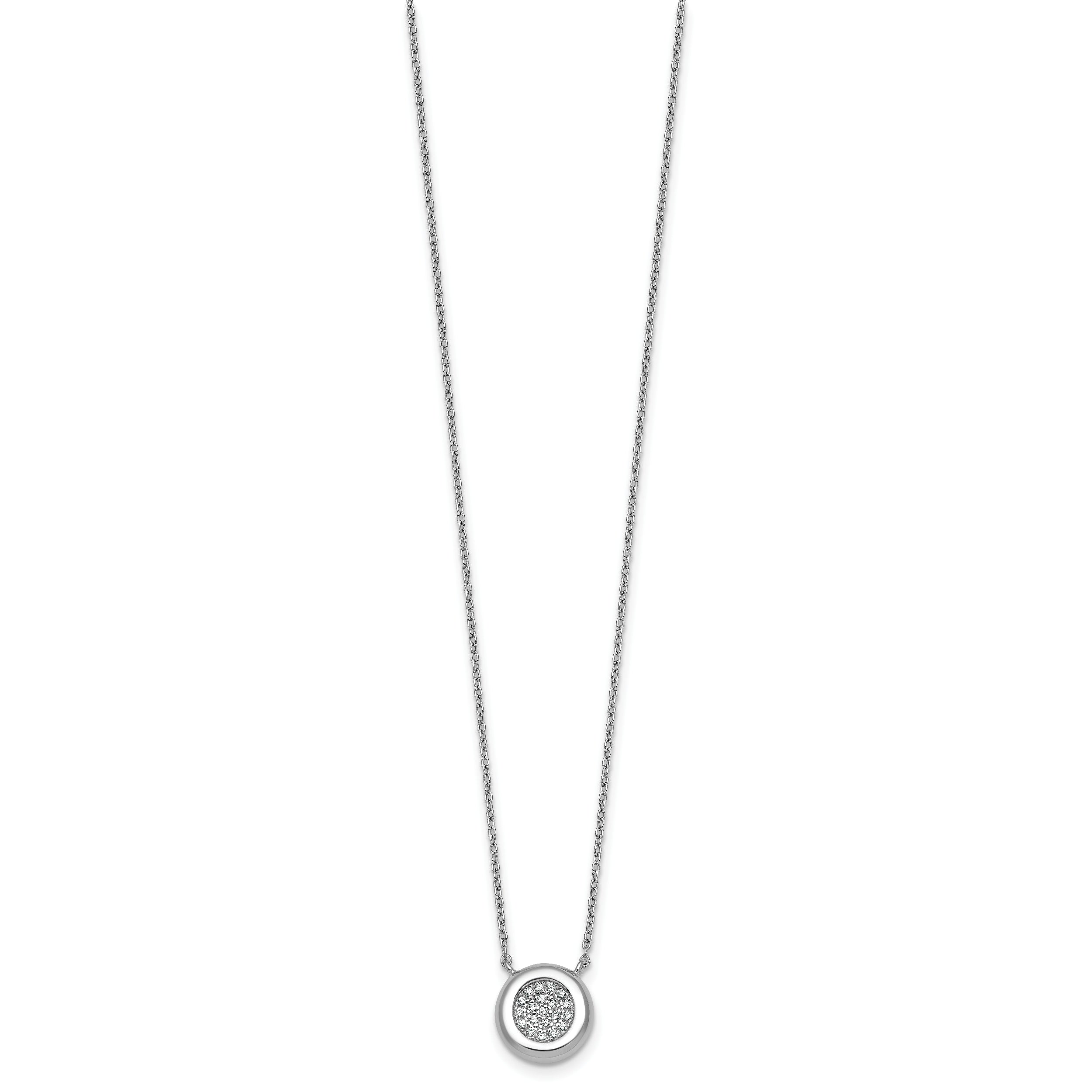 Sterling Silver Rhodium-plated CZ Round Cluster 16 inch with 1 inch Extension Necklace