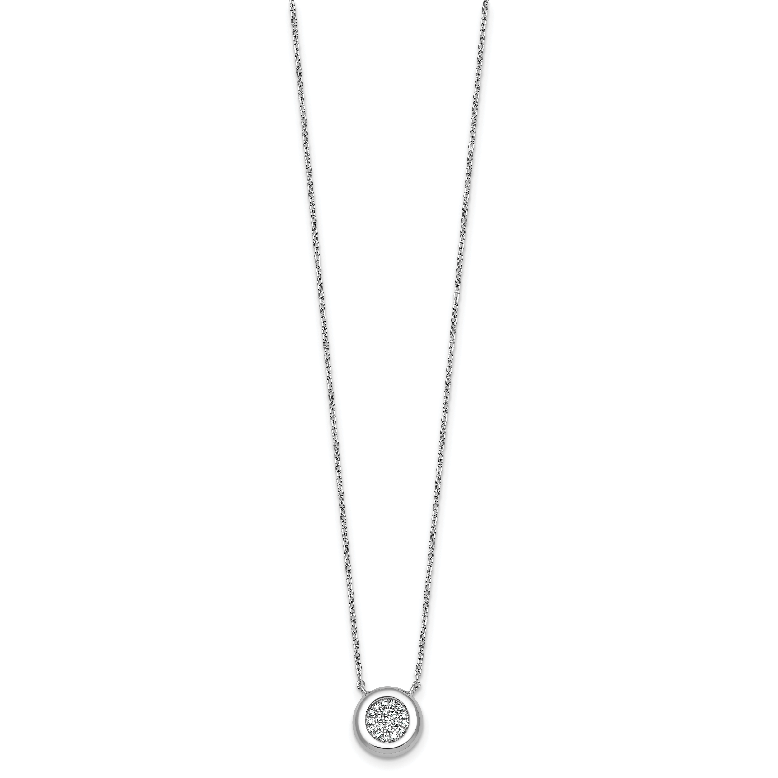Sterling Silver Rhodium-plated CZ Round Cluster 16 inch with 1 inch Extension Necklace Secondary image
