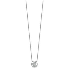 Sterling Silver Rhodium-plated CZ Round Cluster 16 inch with 1 inch Extension Necklace