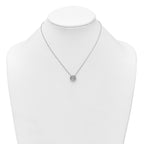 Sterling Silver Rhodium-plated CZ Round Cluster 16 inch with 1 inch Extension Necklace