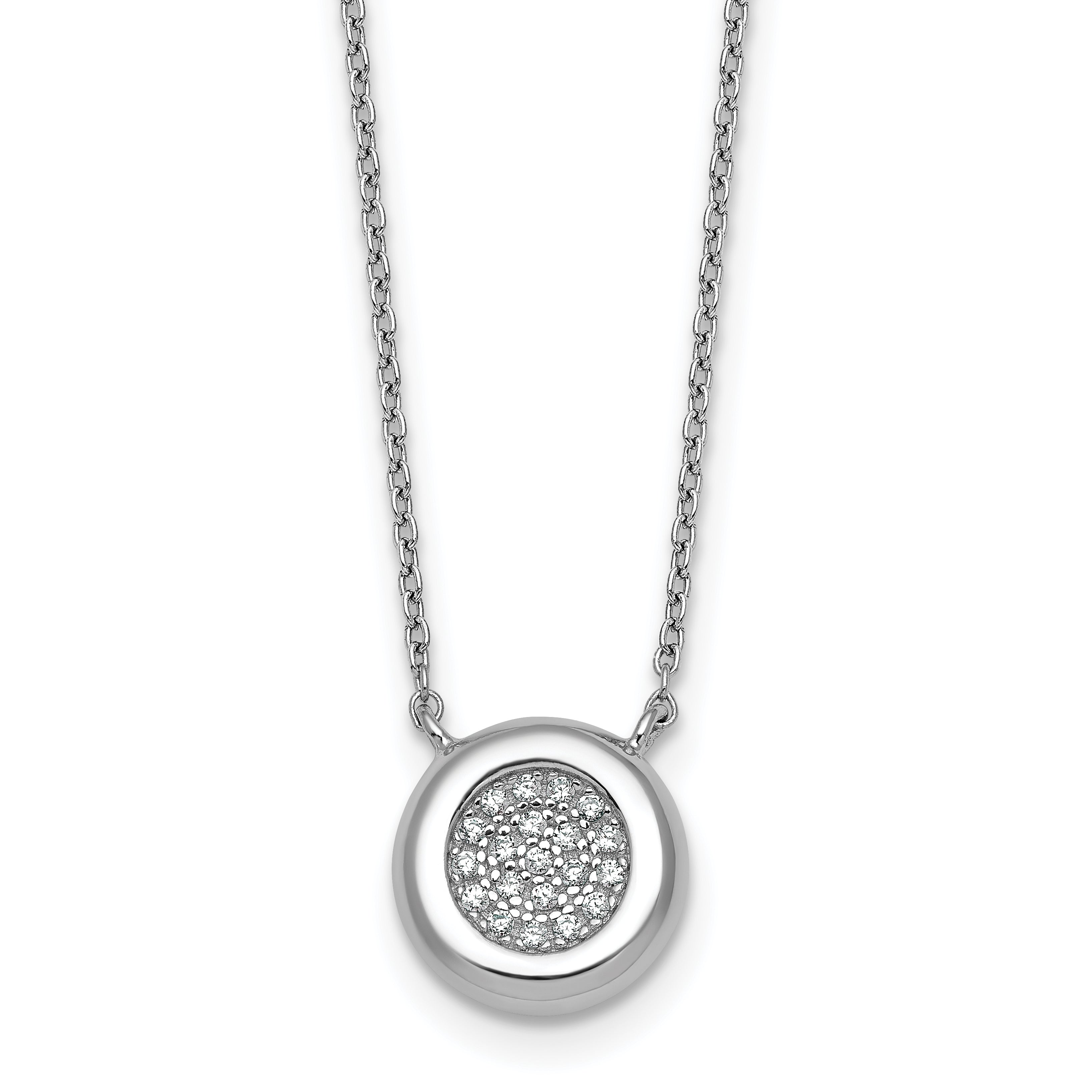 Sterling Silver Rhodium-plated CZ Round Cluster 16 inch with 1 inch Extension Necklace Main image