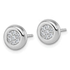 Sterling Silver Rhodium-plated CZ Round Cluster Post Earrings
