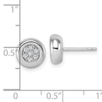 Sterling Silver Rhodium-plated CZ Round Cluster Post Earrings