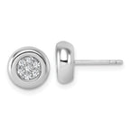Sterling Silver Rhodium-plated CZ Round Cluster Post Earrings