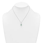 Sterling Silver Rhodium-plated Aventurine and CZ 16 inch with 2 inch Extender Necklace