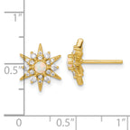 Sterling Silver Gold-Tone Polished Lab Created Opal and CZ Starburst Post Earrings