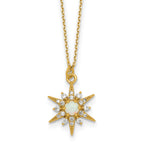 Sterling Silver Gold-Tone Polished Lab Created Opal and CZ Starburst 16 Inch with 2 Inch Extension Necklace