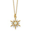 Sterling Silver Gold-Tone Polished Lab Created Opal and CZ Starburst 16 Inch with 2 Inch Extension Necklace