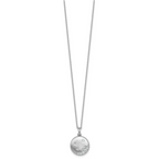 Sterling Silver Rhodium-plated Brushed CZ Circle 17.5 inch Necklace