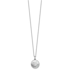 Sterling Silver Rhodium-plated Brushed CZ Circle 17.5 inch Necklace