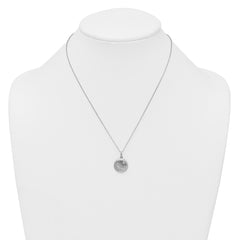 Sterling Silver Rhodium-plated Brushed CZ Circle 17.5 inch Necklace