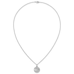 Sterling Silver Rhodium-plated Brushed CZ Circle 17.5 inch Necklace