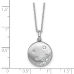 Sterling Silver Rhodium-plated Brushed CZ Circle 17.5 inch Necklace