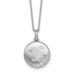 Sterling Silver Rhodium-plated Brushed CZ Circle 17.5 inch Necklace