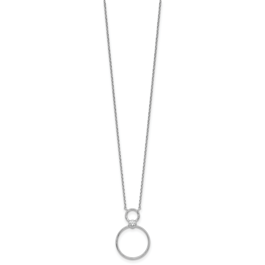 Sterling Silver Rhodium-plated Polished CZ Two Circles 17.75 inch Necklace