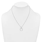 Sterling Silver Rhodium-plated Polished CZ Two Circles 17.75 inch Necklace