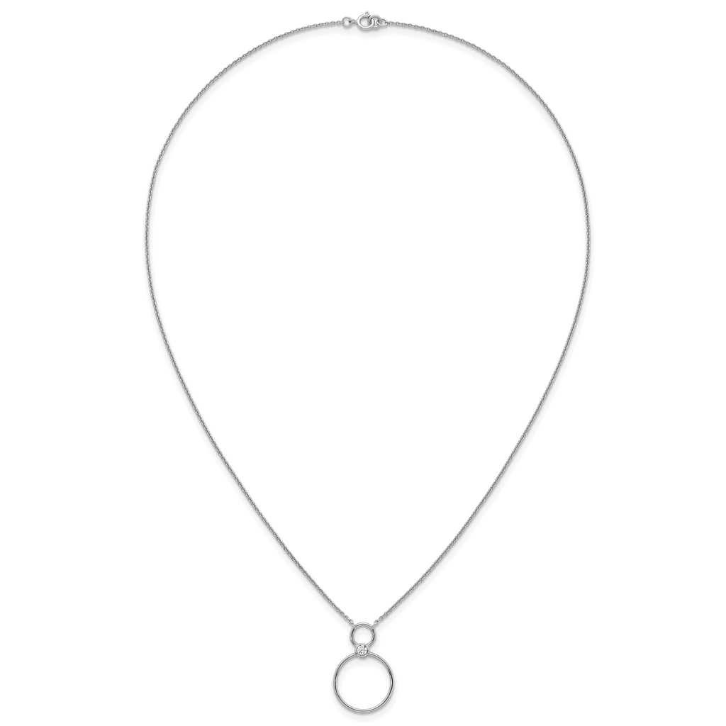 Sterling Silver Rhodium-plated Polished CZ Two Circles 17.75 inch Necklace