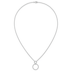 Sterling Silver Rhodium-plated Polished CZ Two Circles 17.75 inch Necklace