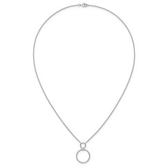 Sterling Silver Rhodium-plated Polished CZ Two Circles 17.75 inch Necklace