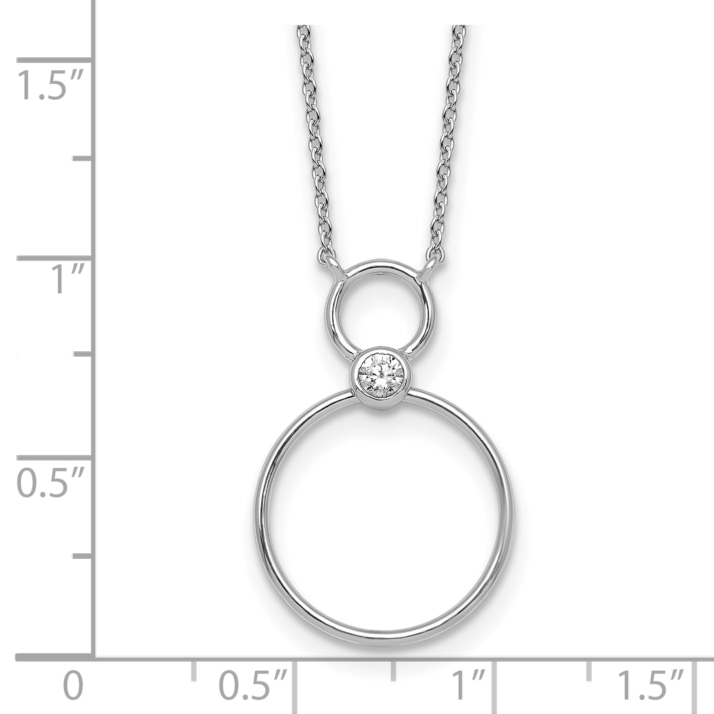 Sterling Silver Rhodium-plated Polished CZ Two Circles 17.75 inch Necklace