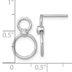 Sterling Silver Rhodium-plated Polished CZ Two Circles Post Dangle Earrings