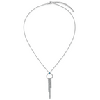 Sterling Silver Rhodium-plated Blue and White CZ 16 inch with 2 inch extender Circle with 3 Drops Necklace