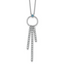 Sterling Silver Rhodium-plated Blue and White CZ 16 inch with 2 inch extender Circle with 3 Drops Necklace