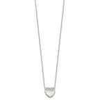 Sterling Silver Rhodium-plated Polished Mother of Pearl and CZ Heart 16 inch with 2 inch Extender Necklace