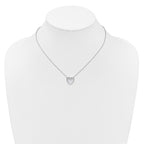 Sterling Silver Rhodium-plated Polished Mother of Pearl and CZ Heart 16 inch with 2 inch Extender Necklace