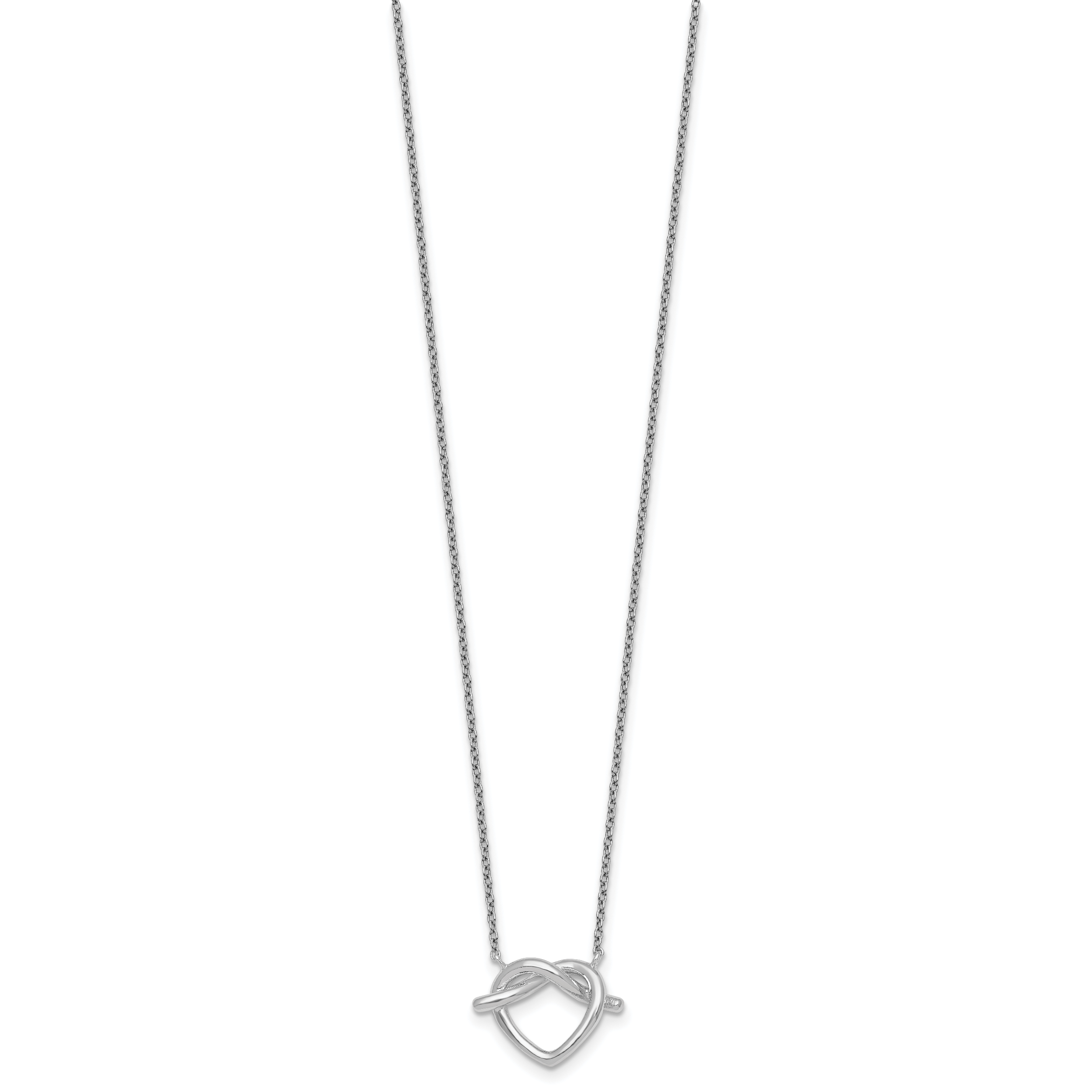 Sterling Silver Rhodium-plated Polished Knot Heart 17.75 Inch Necklace Secondary image