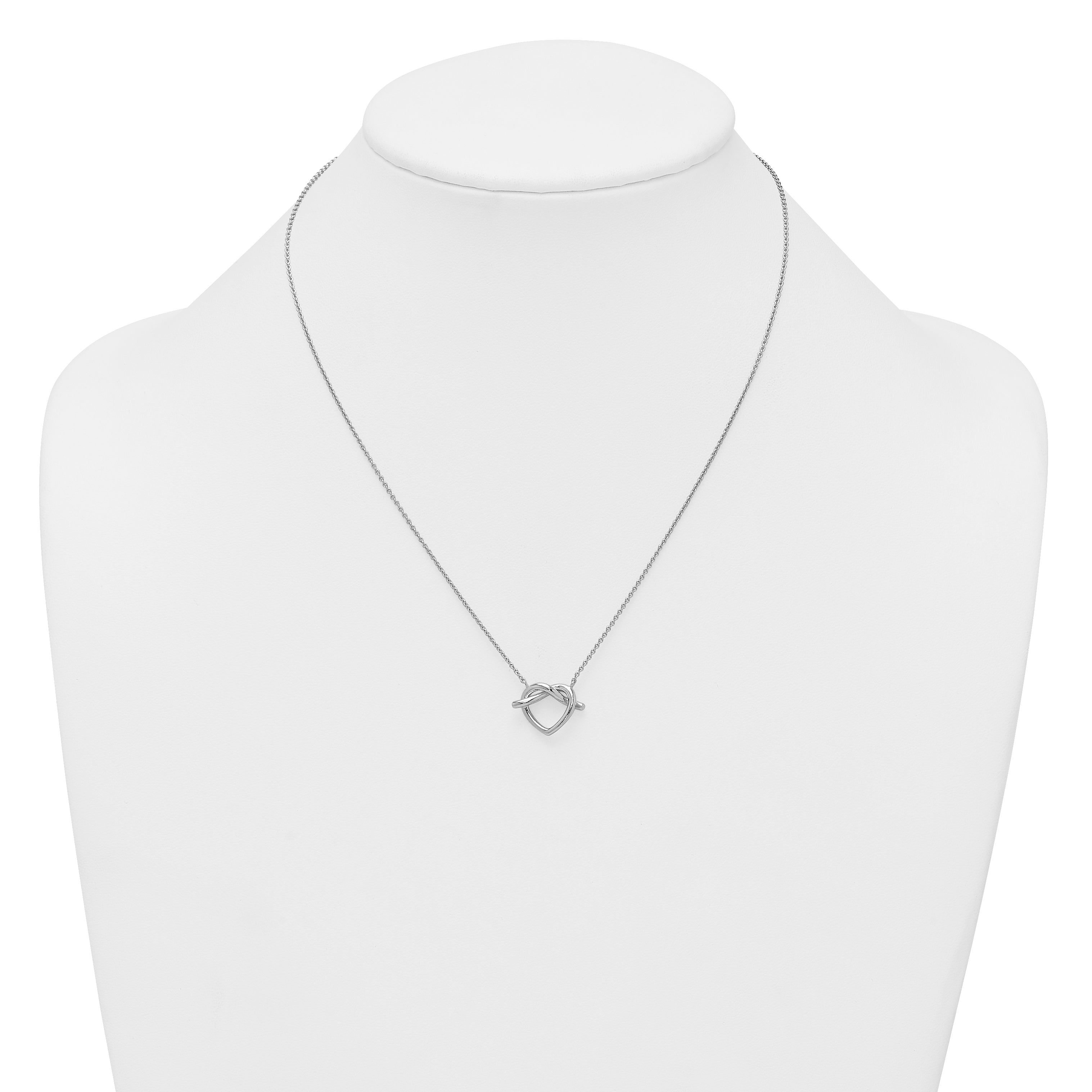 Sterling Silver Rhodium-plated Polished Knot Heart 17.75 Inch Necklace