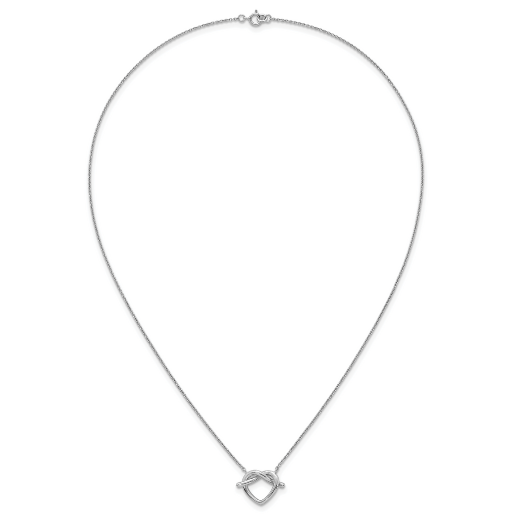 Sterling Silver Rhodium-plated Polished Knot Heart 17.75 Inch Necklace