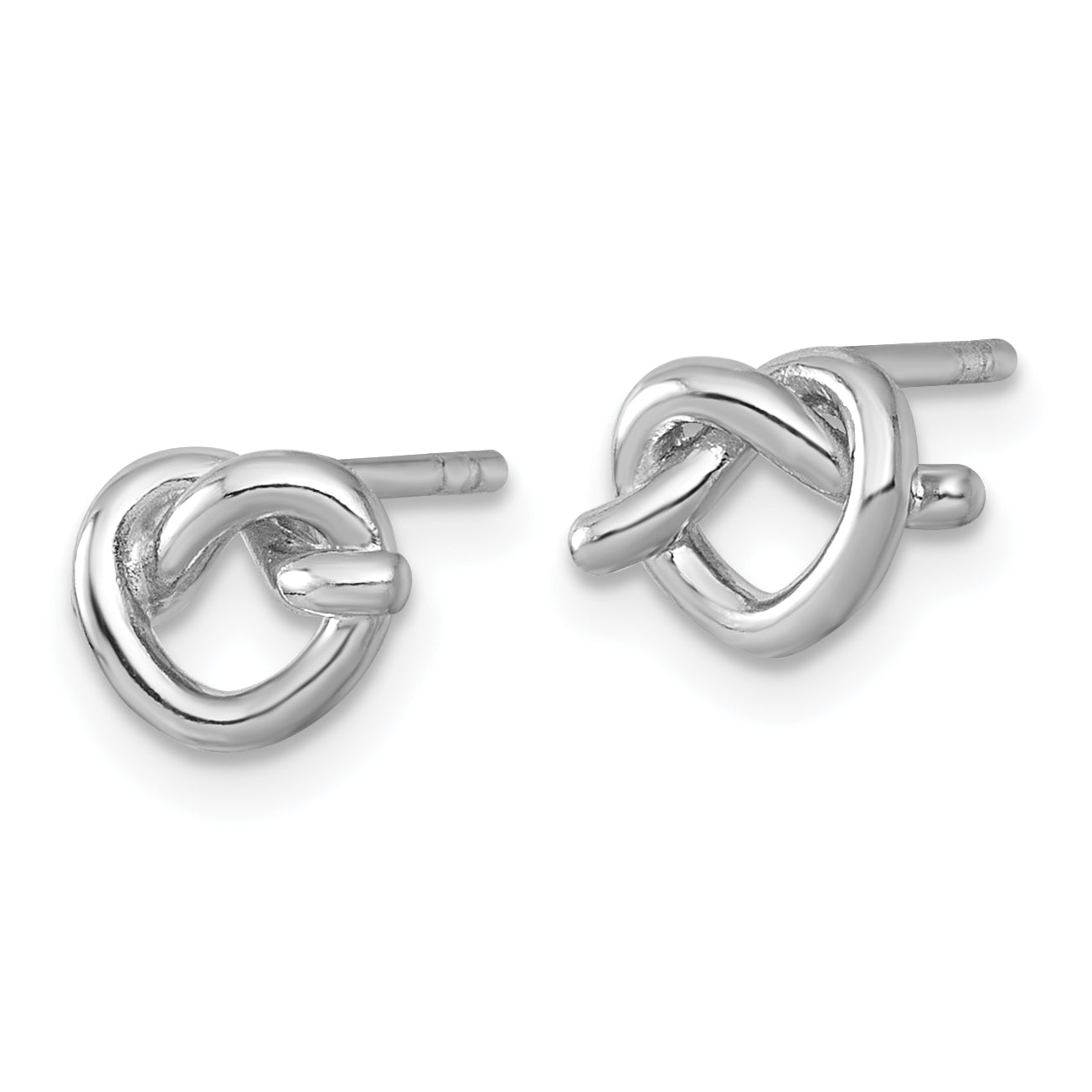 Sterling Silver Rhodium-plated Polished Knot Heart Post Earrings Secondary image