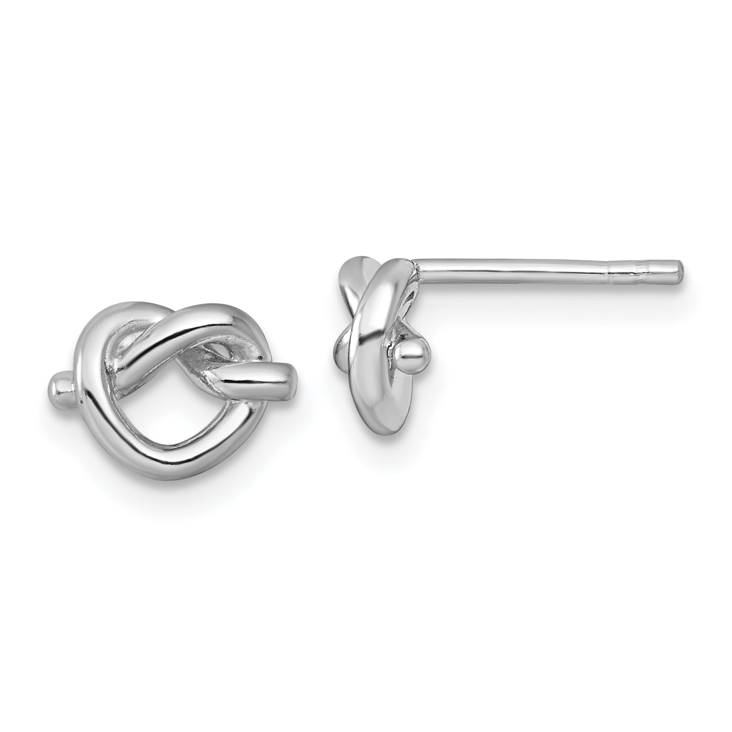 Sterling Silver Rhodium-plated Polished Knot Heart Post Earrings Main image