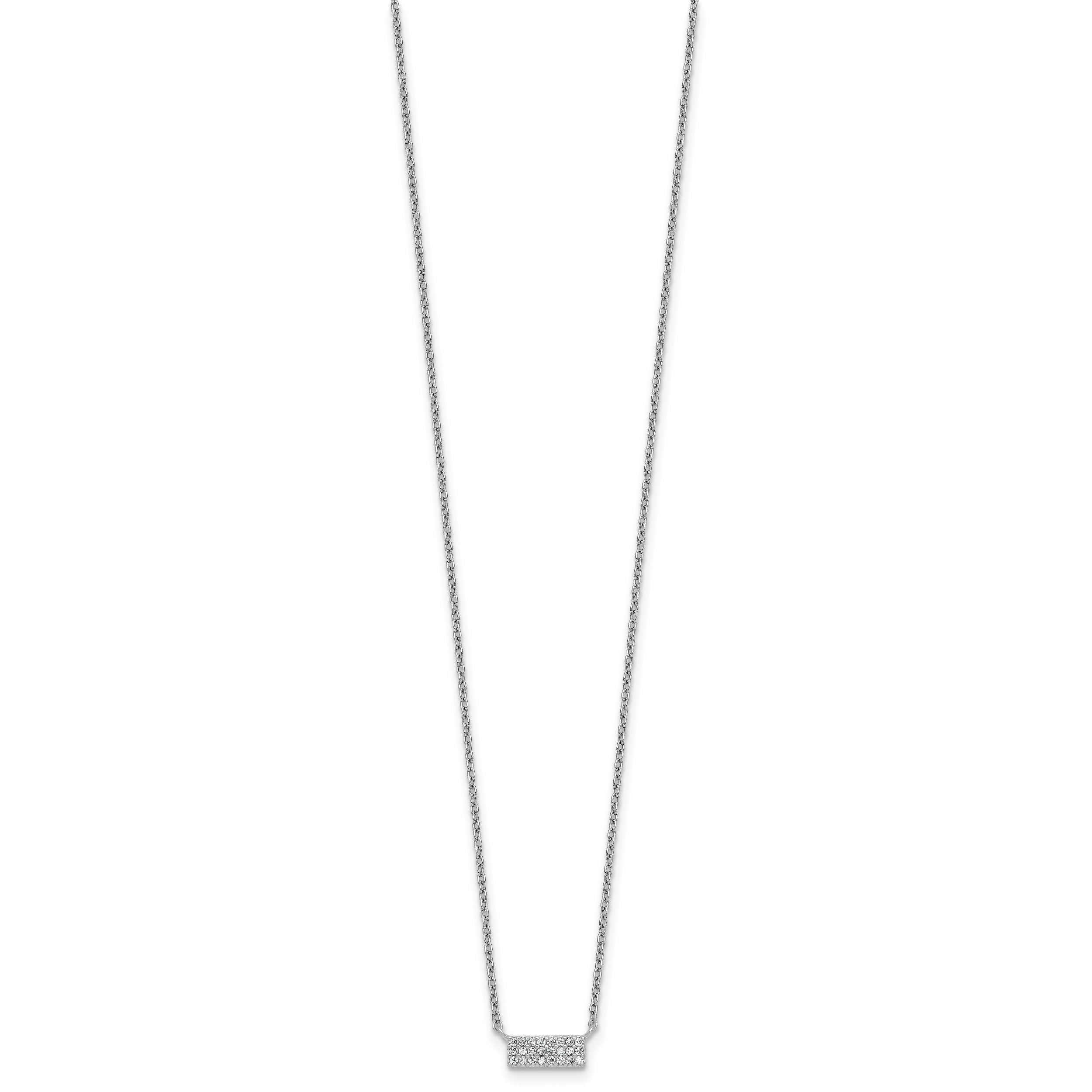 Sterling Silver Rhodium-plated Polished CZ Bar 17.5 Inch Necklace Secondary image