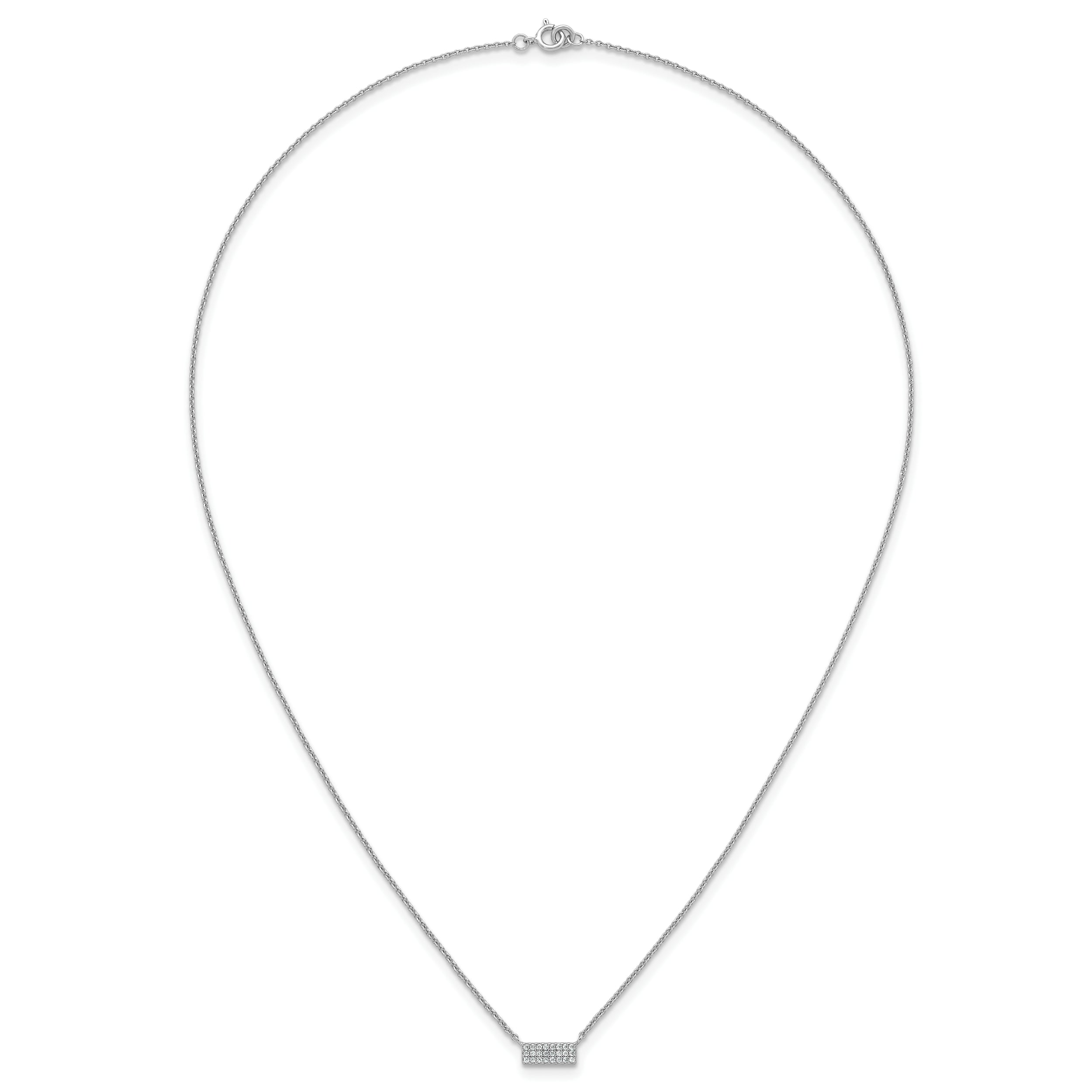 Sterling Silver Rhodium-plated Polished CZ Bar 17.5 Inch Necklace