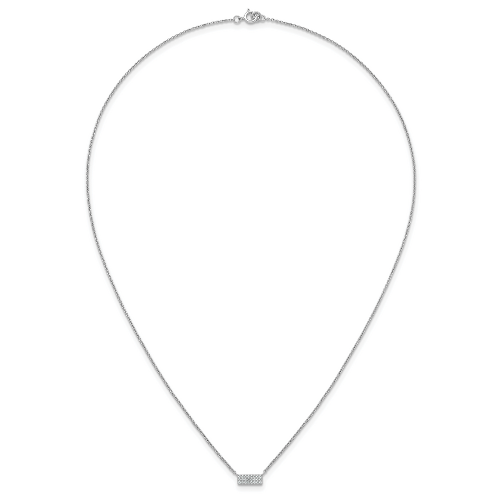 Sterling Silver Rhodium-plated Polished CZ Bar 17.5 Inch Necklace
