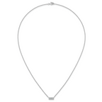 Sterling Silver Rhodium-plated Polished CZ Bar 17.5 Inch Necklace