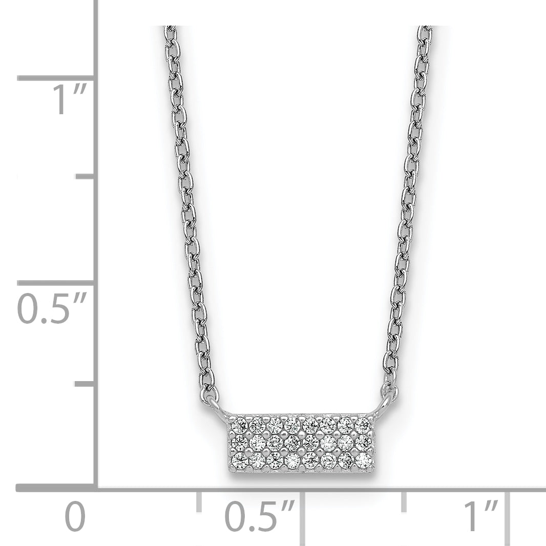 Sterling Silver Rhodium-plated Polished CZ Bar 17.5 Inch Necklace