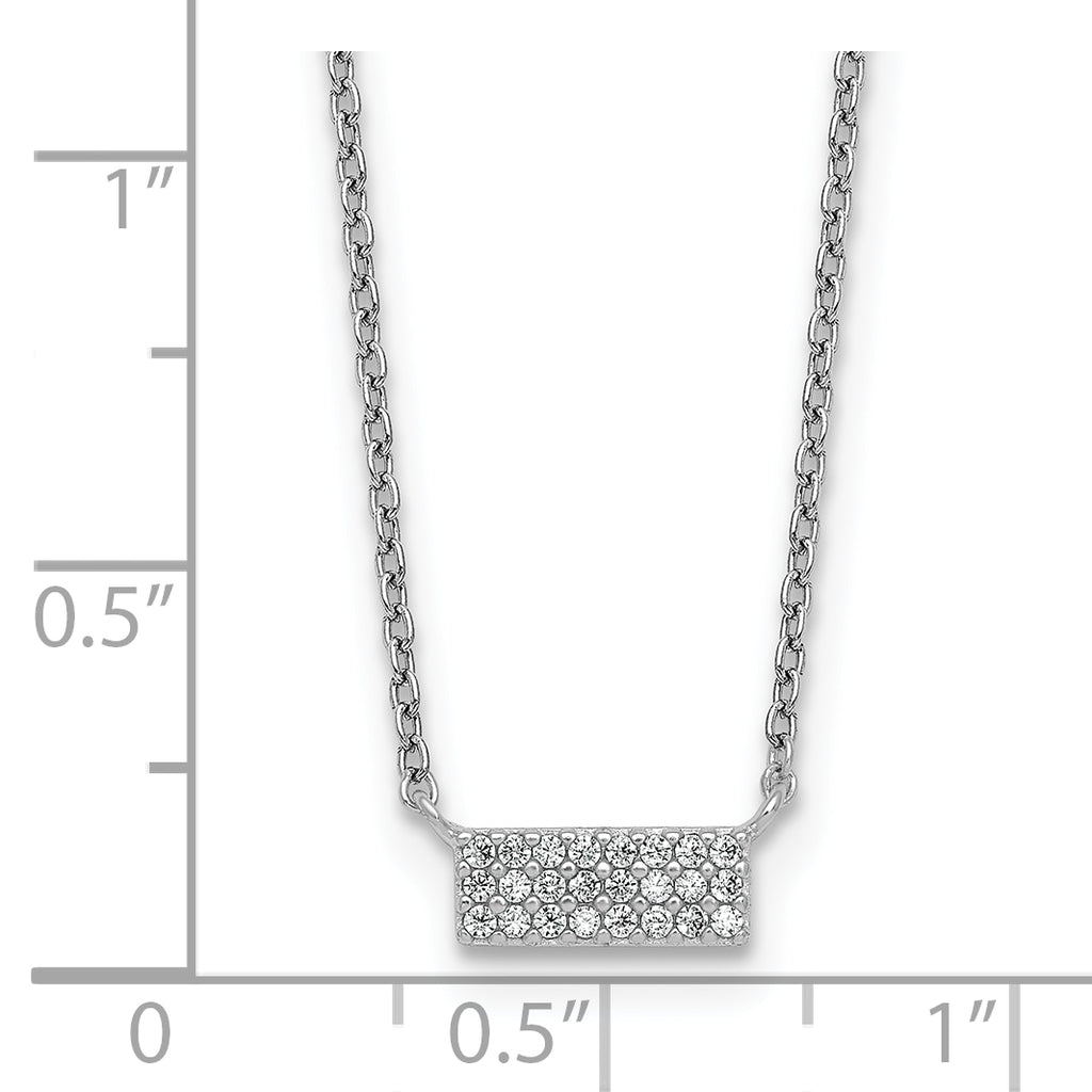 Sterling Silver Rhodium-plated Polished CZ Bar 17.5 Inch Necklace