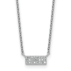 Sterling Silver Rhodium-plated Polished CZ Bar 17.5 Inch Necklace