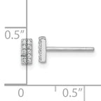 Sterling Silver Rhodium-plated Polished CZ Bar Post Earrings
