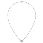 Sterling Silver Rhodium-plated Polished Textured CZ Flower 18 Inch Necklace