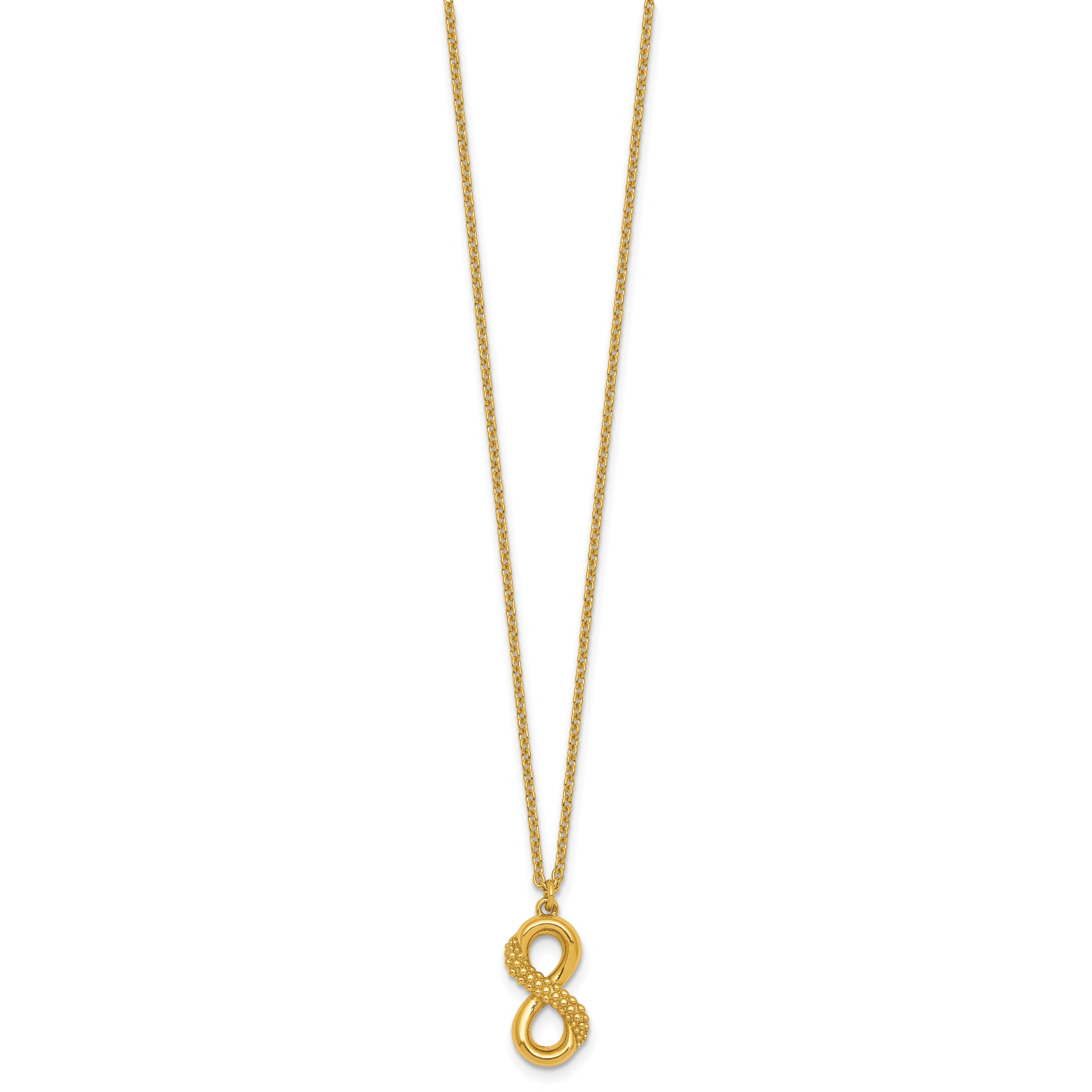 Sterling Silver Gold-tone Polished and Textured Infinity 16 inch Necklace