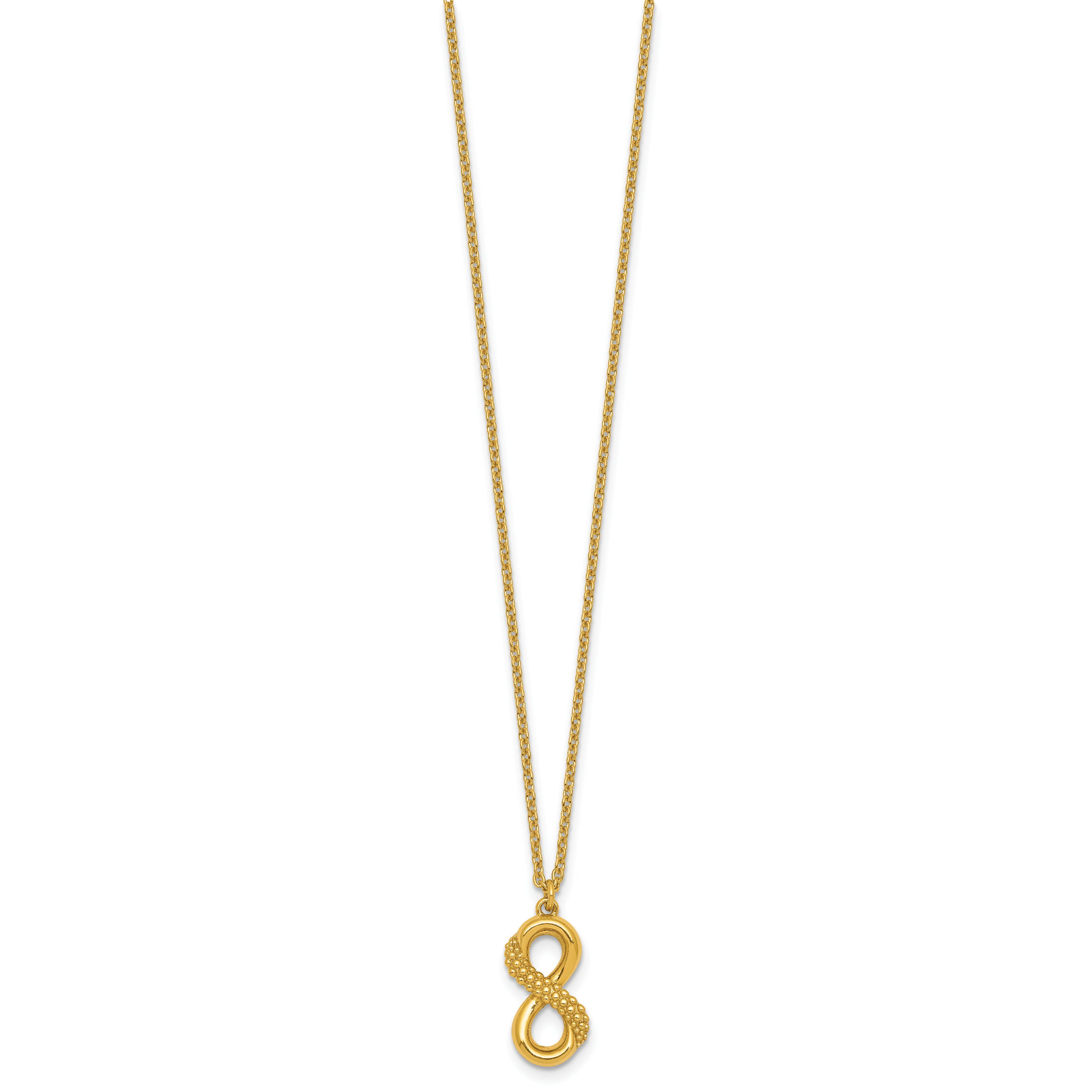 Sterling Silver Gold-tone Polished and Textured Infinity 16 inch Necklace Secondary image