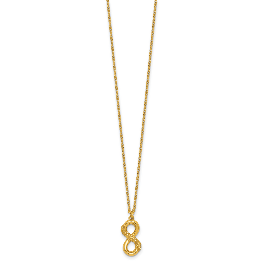 Sterling Silver Gold-tone Polished and Textured Infinity 16 inch Necklace
