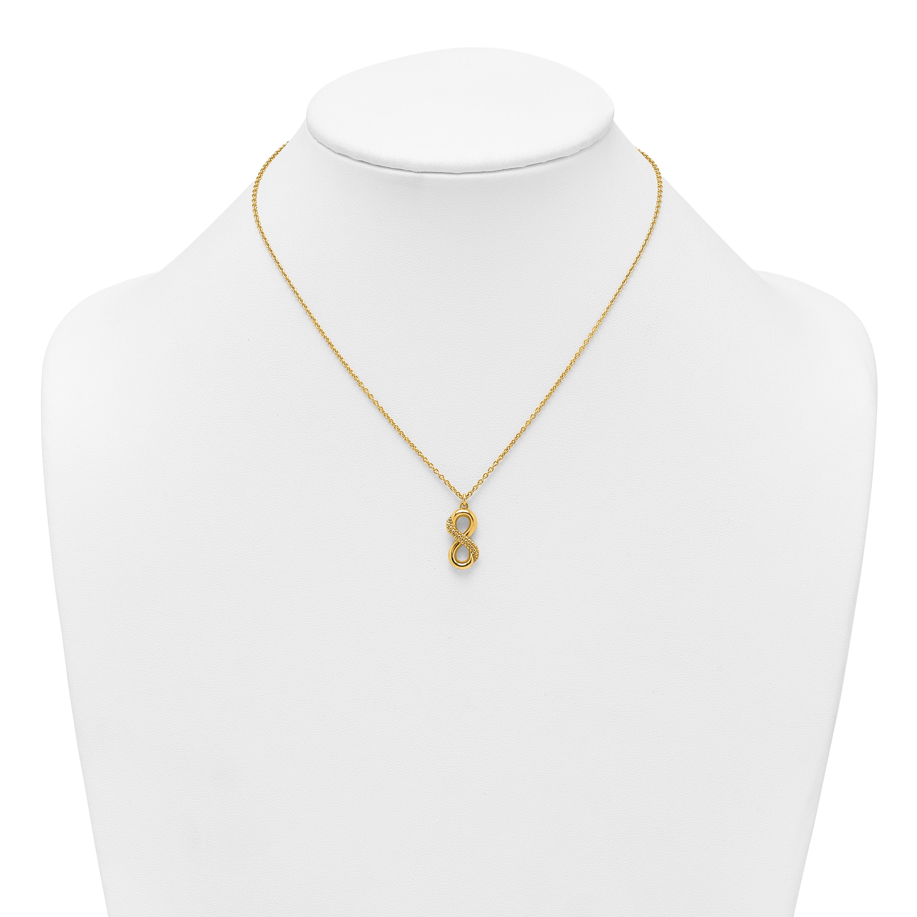 Sterling Silver Gold-tone Polished and Textured Infinity 16 inch Necklace