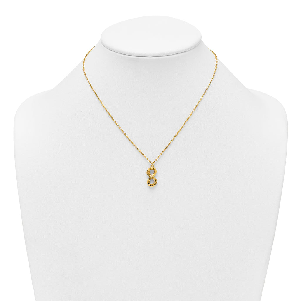 Sterling Silver Gold-tone Polished and Textured Infinity 16 inch Necklace