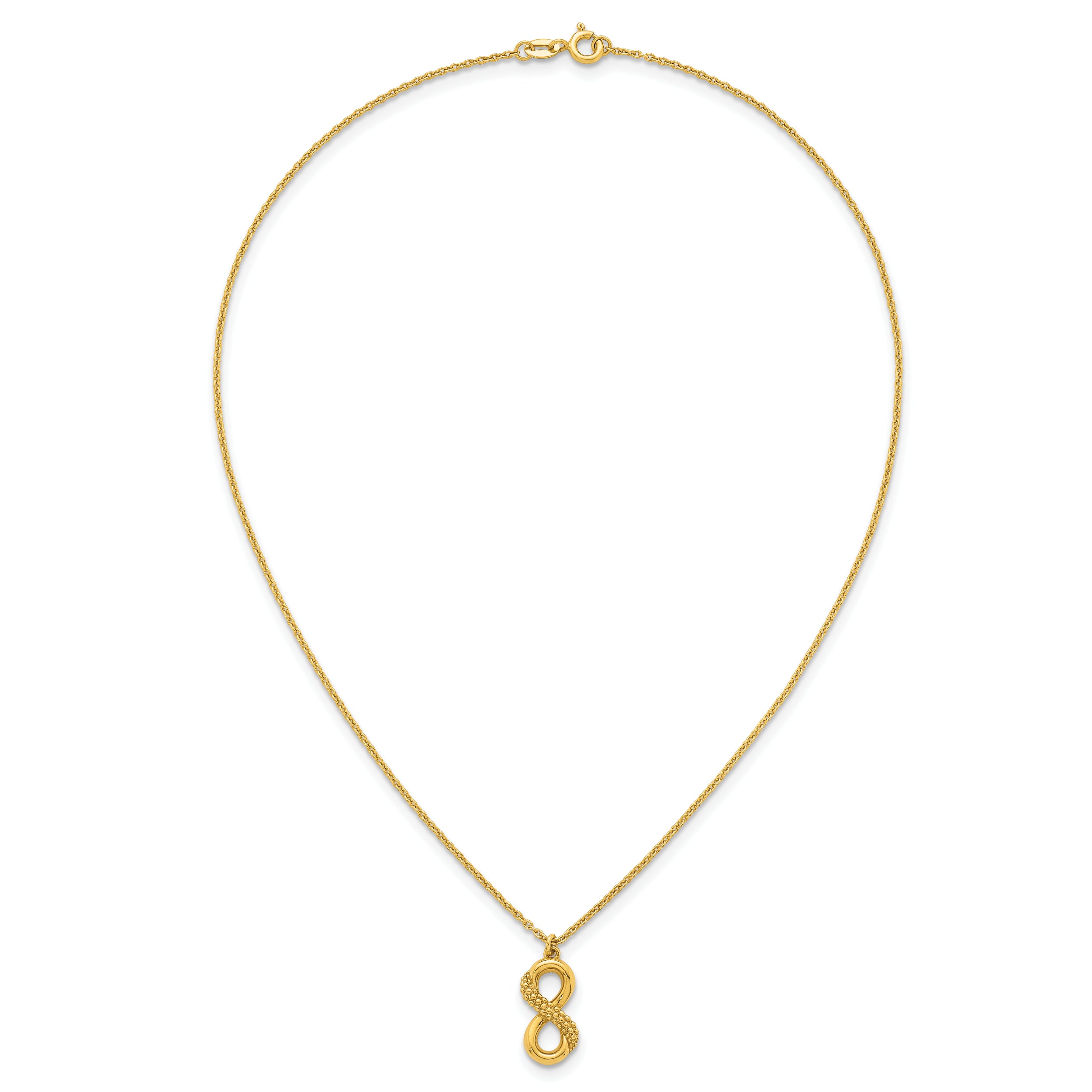 Sterling Silver Gold-tone Polished and Textured Infinity 16 inch Necklace